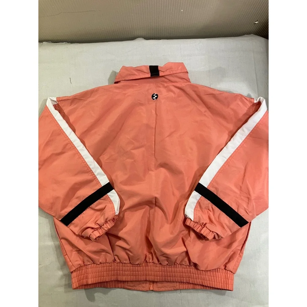 IXSPA Womens Vintage 90s Windbreaker Jacket Coral Pink Colorblock‎ Full Zip S